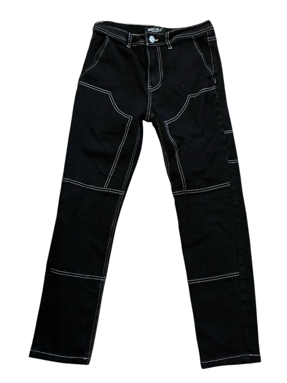 Smoke & Ash Carpenter Jeans Contrast Stitch Utility Black 29x30